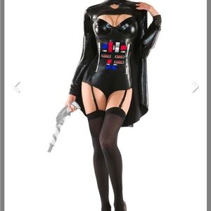 Darth Vader Cosplay/ Halloween Costume Bodysuit with Cape and Red Light Saber